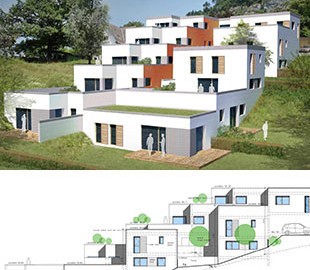 Les-Hauts-de-Chambéry – Architecture contemporaine – Construction dans la pente – Grande terrasse – Immeuble en cascade